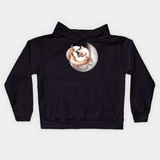 Cute fox sleeping on the moon. Kids Hoodie